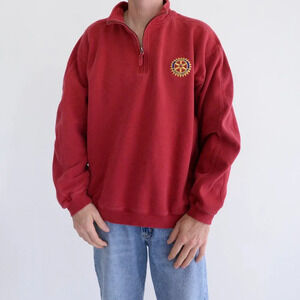 Vintage 90S Camp David Finest Clothing Red Half Zip Up Pull Over Sweater Size L